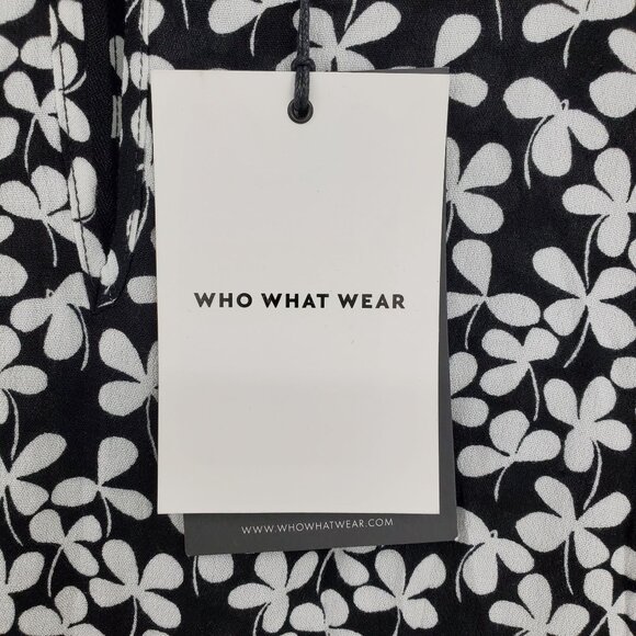 NWT Who What Wear Tossed Cloverbud Black and White Print 3/4 Sleeve Romper 4X - Picture 10 of 13